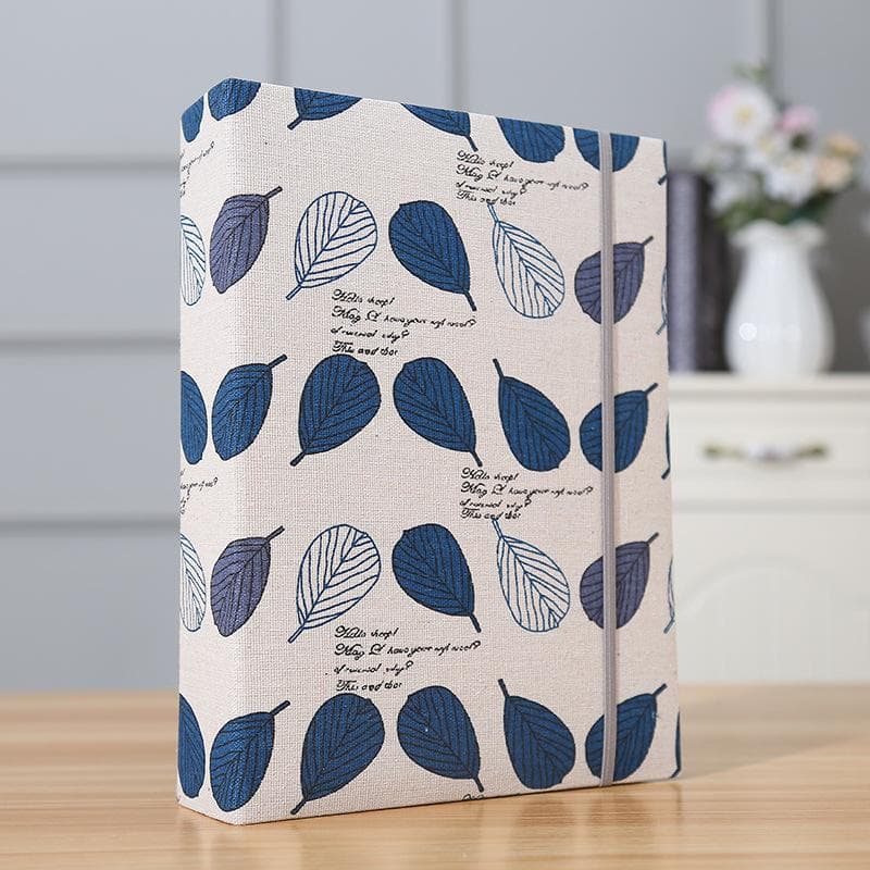Fabric Photo Album Creative Large Capacity Interleaf Type Family Album Children Growth Memorial Booklet blue