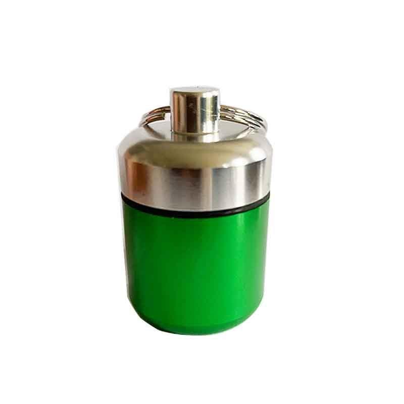 Mini Portable Aluminum Waterproof Pill Box High Quality with Sealed Storage Flat Head and Keychain for Medicine Container New green