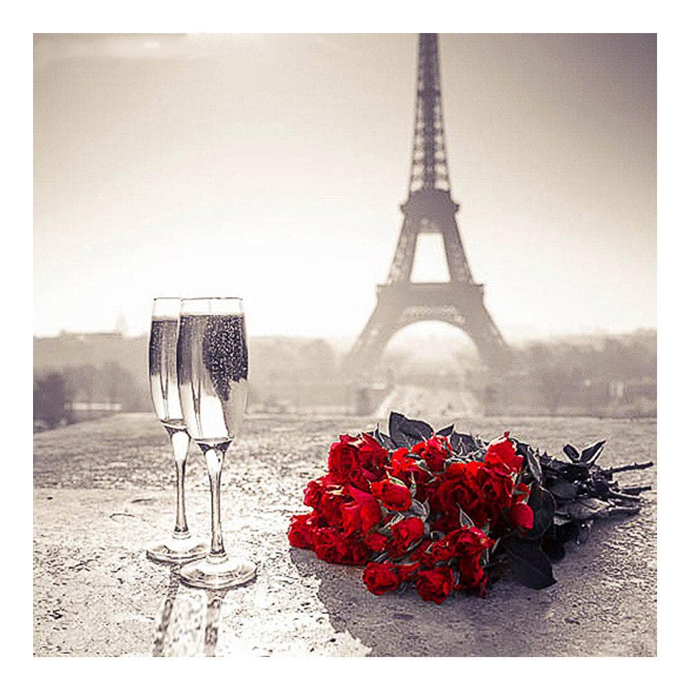 Diamond Painting Red Rose Wne Cup Tower Diamond Embroidery Flowers Pattern Rhinestones 30x30CM