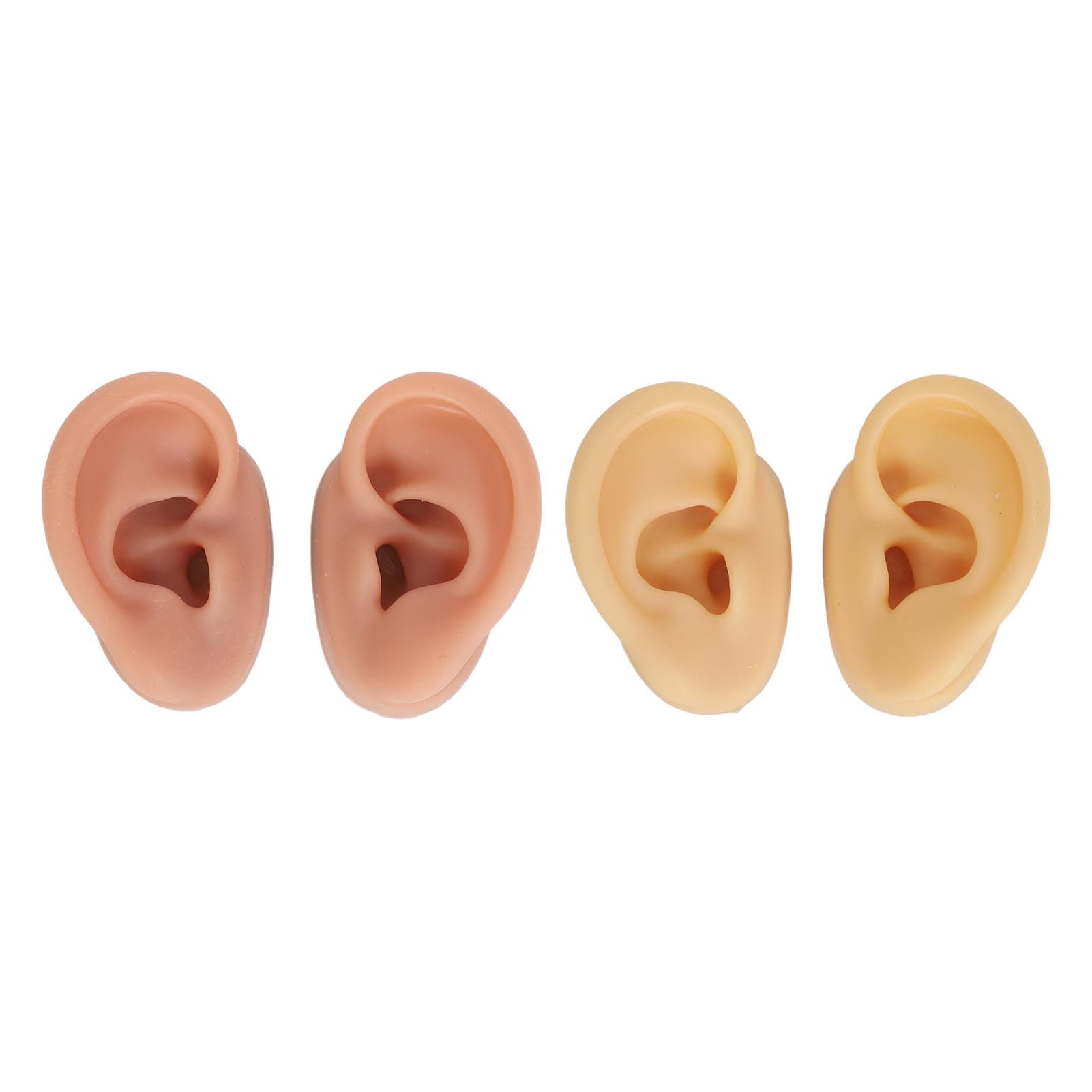 2 Pair 3D Silicone Ear Model Soft Flexible Left Right Ear Simulated Fake Model Practice Tool for