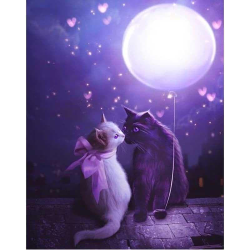 5D DIY Diamond Embroidery Diamond Painting Purple Cat Cross Stitch Home Decor Gift Animal Needlework 20X30CM