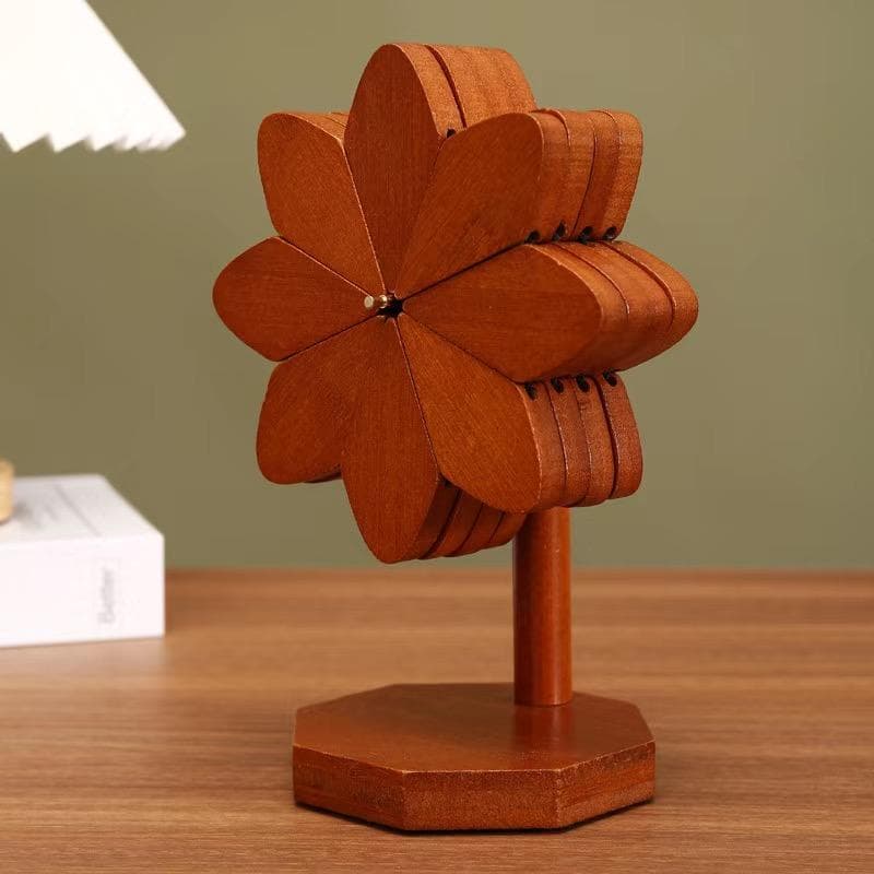 5PCS windmill Design Stand Wooden Decorative Anti Scald Heat Resistant Table Mat Coaster Wood Placemats Pot One size