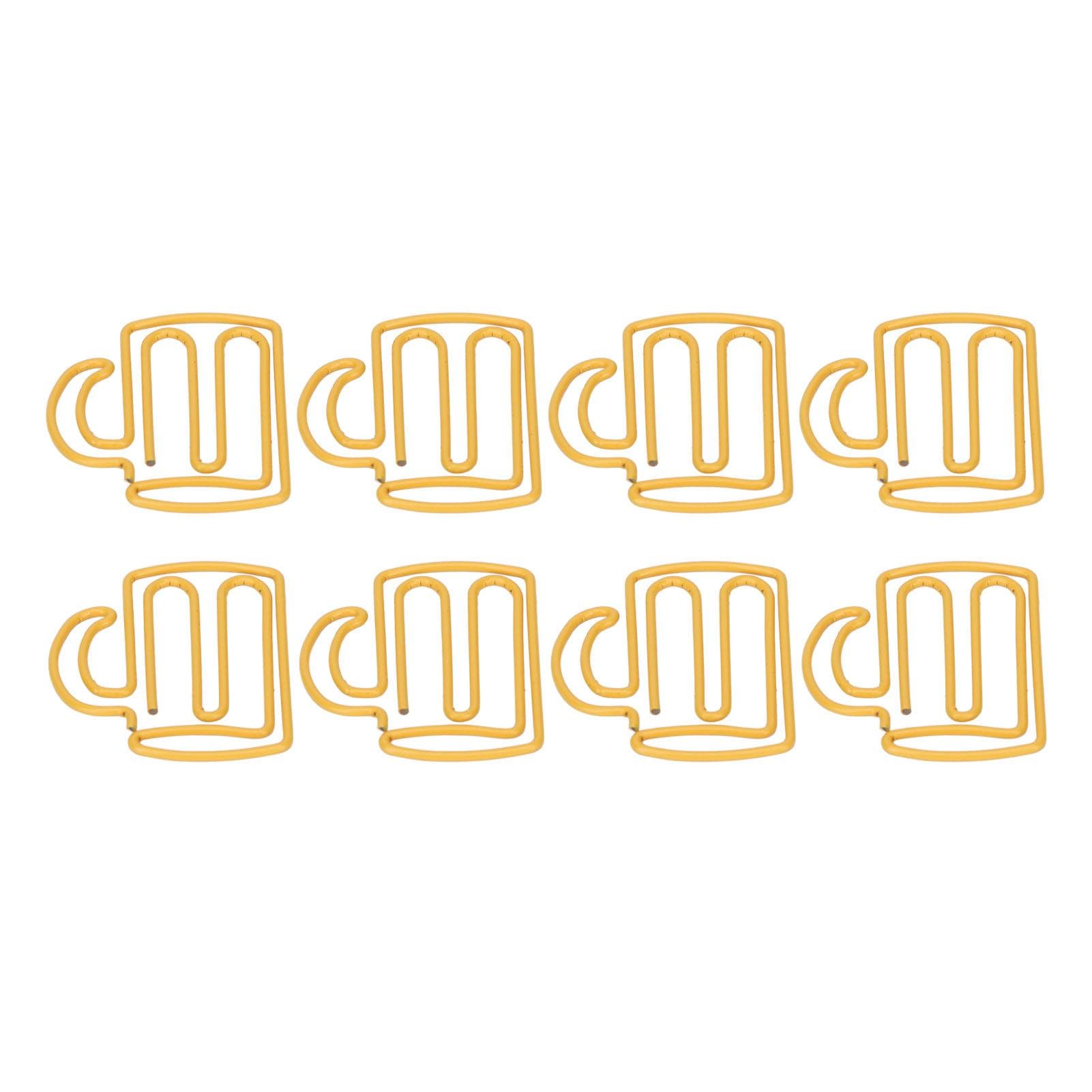 100Pcs Cute Paper Clips Yellow Cup Style Strong Metal Exquisite Color Kids Paper Clips for Home