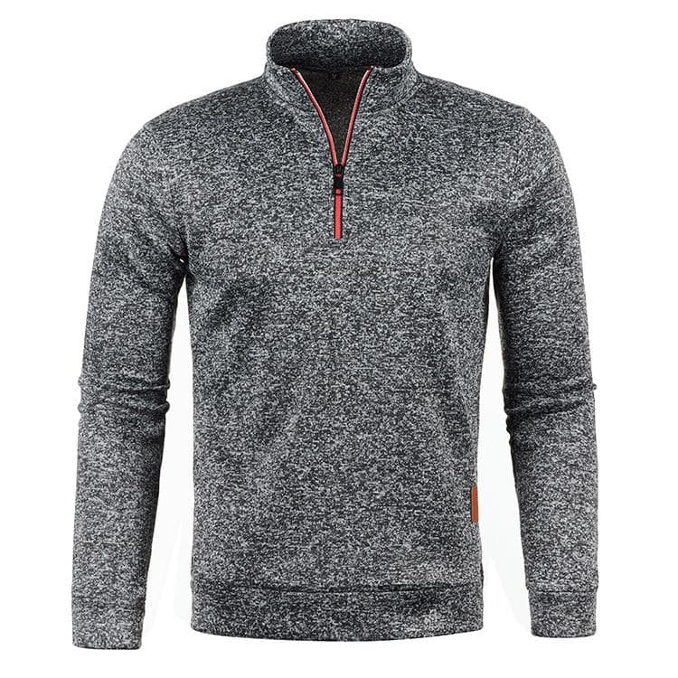 Solid Color Coat Men Autumn Winter Long Sleeve Zipper Stand Collar T-shirts for Men Pullover Top Sports Male M dark grey