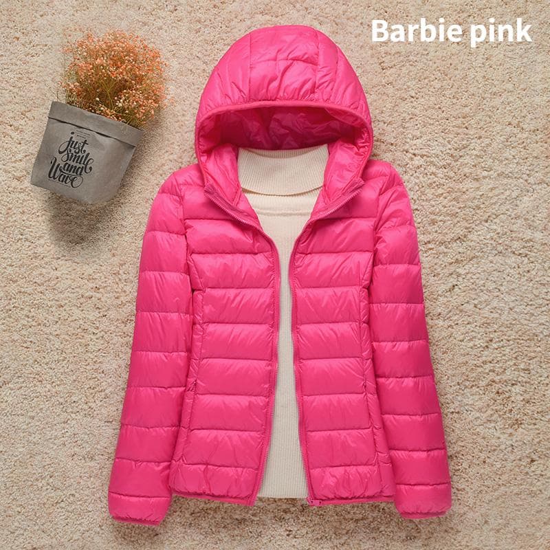 New Women Thin Down Jacket White Duck Down Ultralight Jackets Autumn And Winter Warm Coats Portable Outwear S light pink