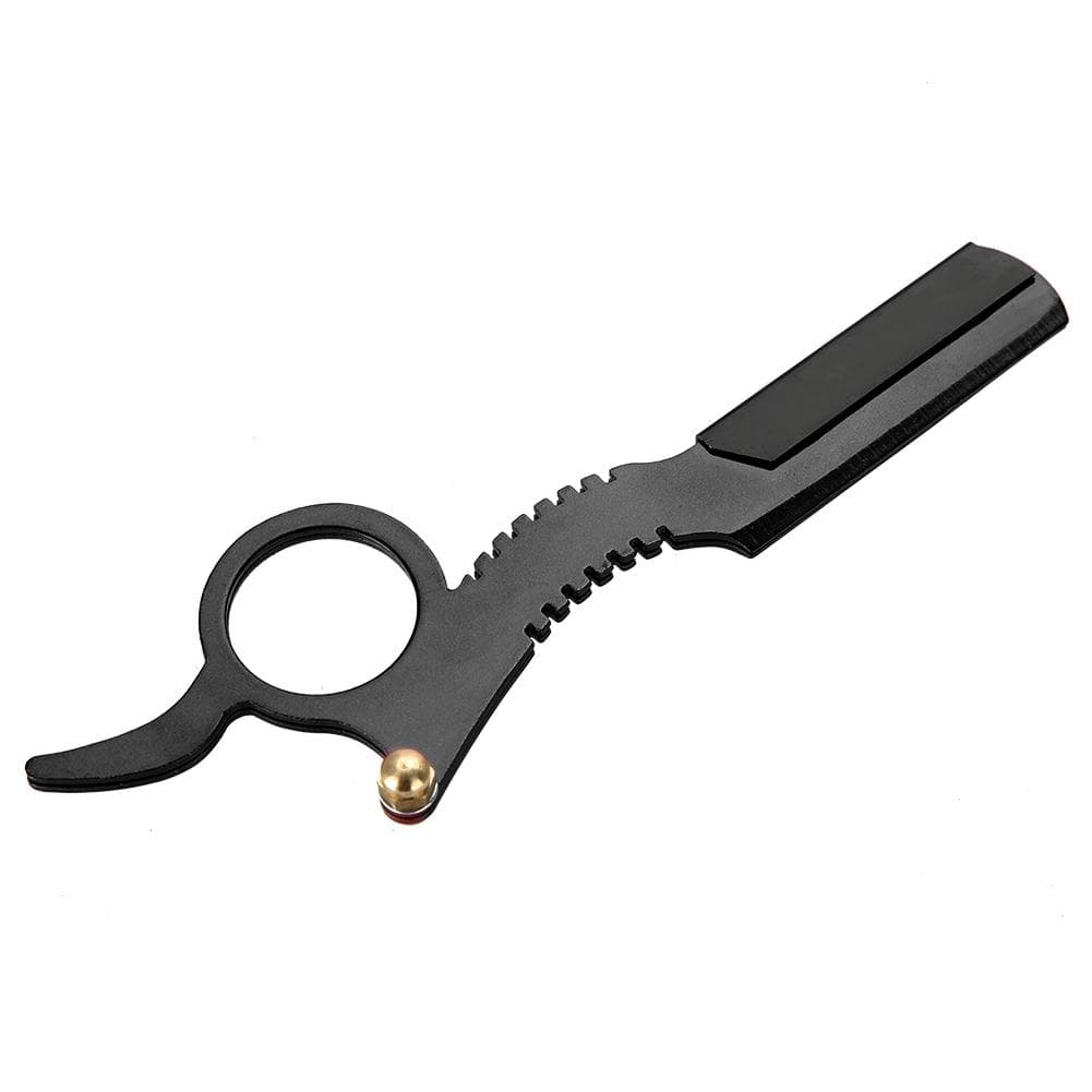 Stainless Steel Men Razor Thumb Shape Manual Straight Facial Hair Removal Shave Razor Black black