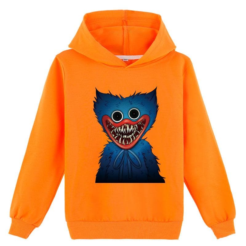 Kids 3D Hoodie Huggy Wuggy Pullover Poppy Playtime Children Sweater 120cm orange