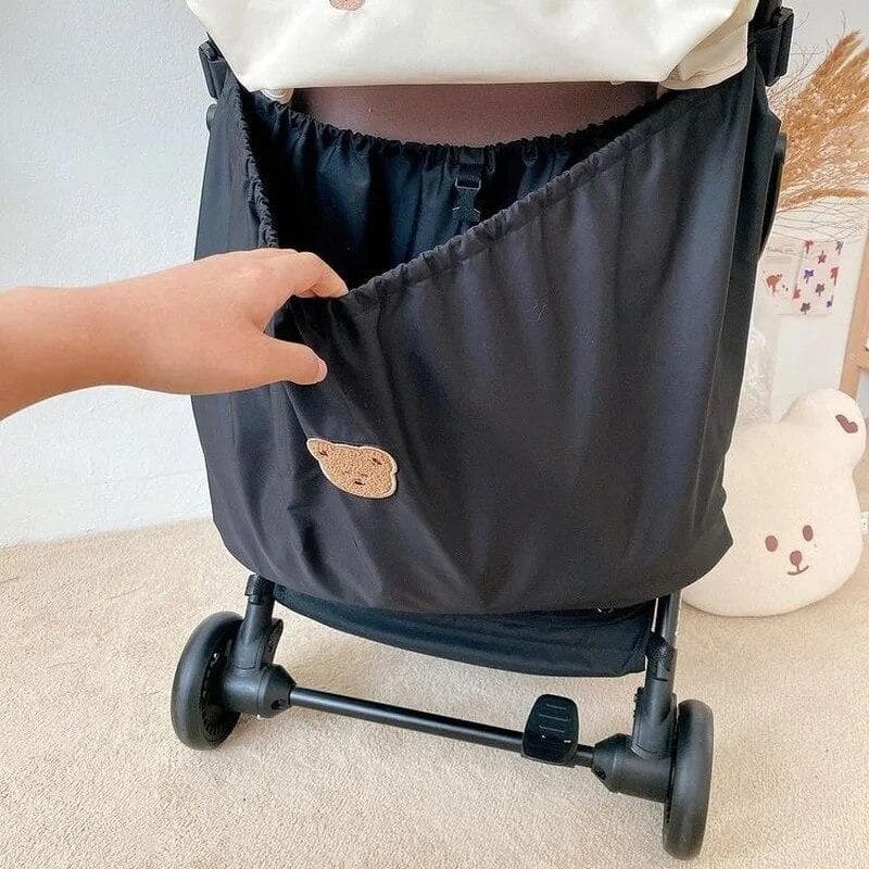 Reusable Washable Baby Milk Bottle Diapers Pouch Outdoor Travel Stroller Hanging Storage Organizer Nappy Storage Bag black