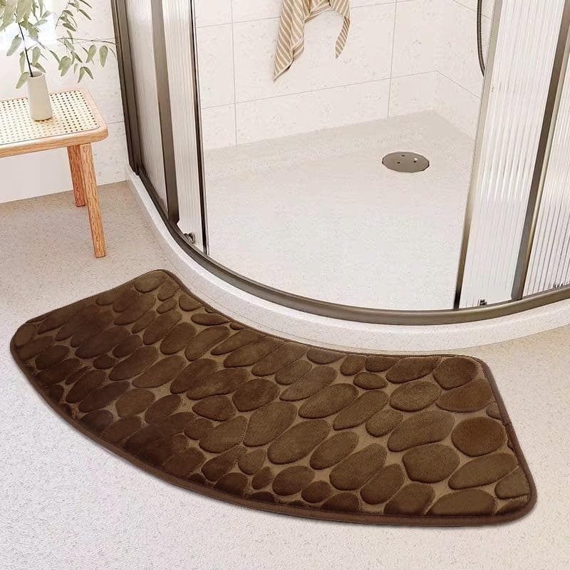 Luxury Curved Bath Rug,Non Slip Soft Absorbent Fanned Shower Mats Washable Bathroom Rug Corner Bath Tub Floor Carpet for Shower 430MMx980MM