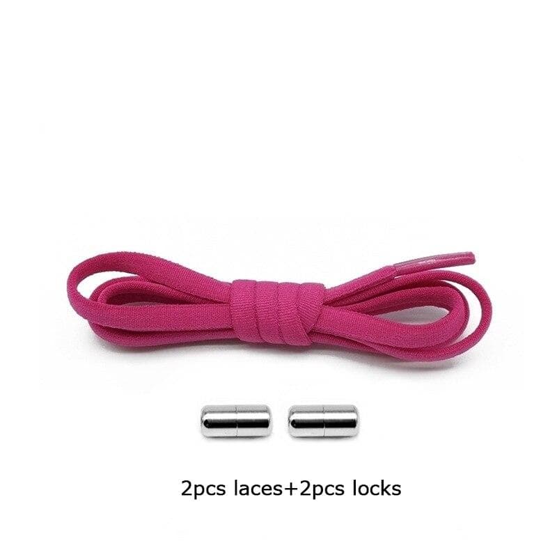 1Pair New Shoelaces Without Ties For Kids Adult Quick Lazy Laces Women Men Metal Lock Elastic Shoe Laces Sneakers Shoe Strings Rose