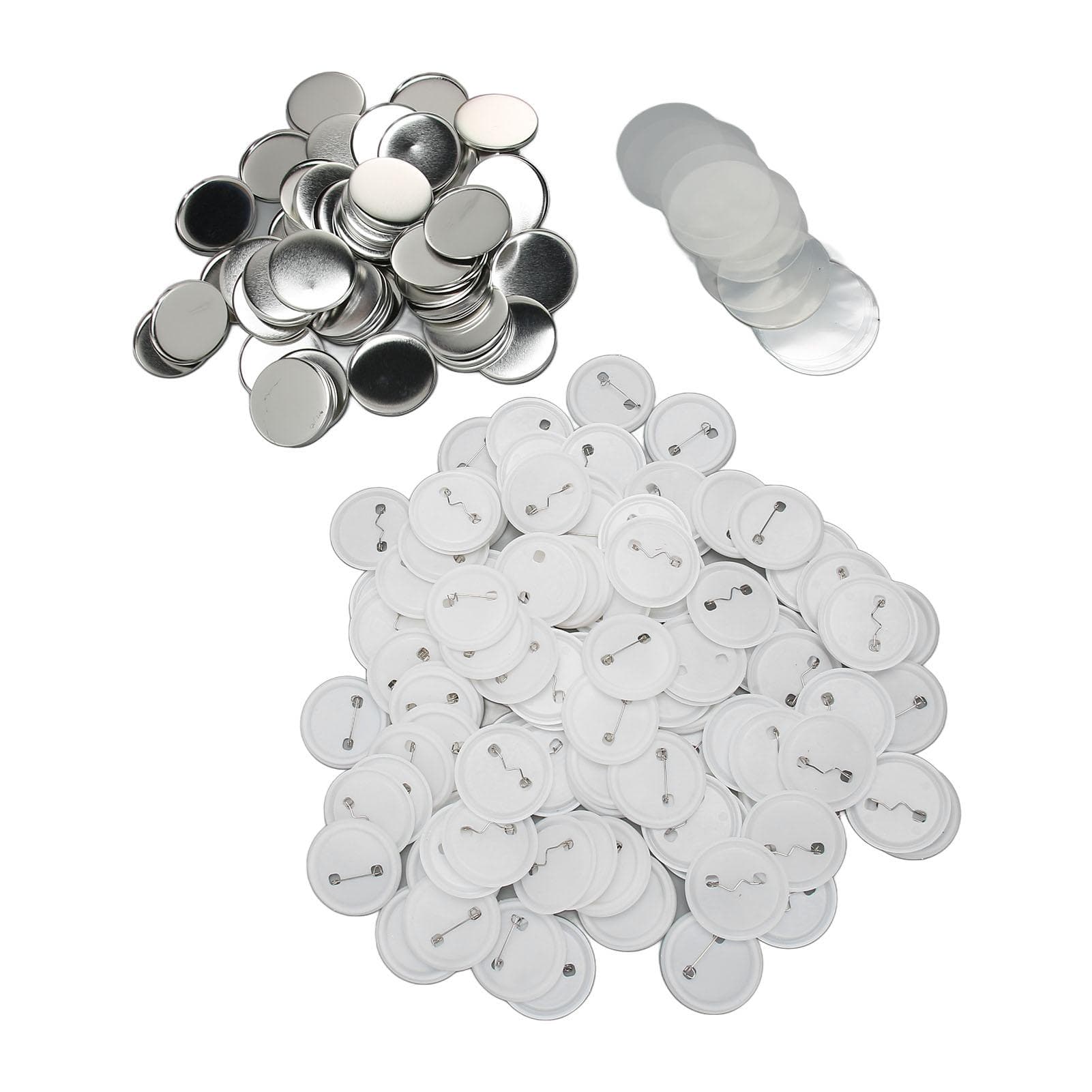 100 Set Pin Back Button Parts Tinplate Plastic Base Rustproof Widely Used Button Making Supplies 50mm