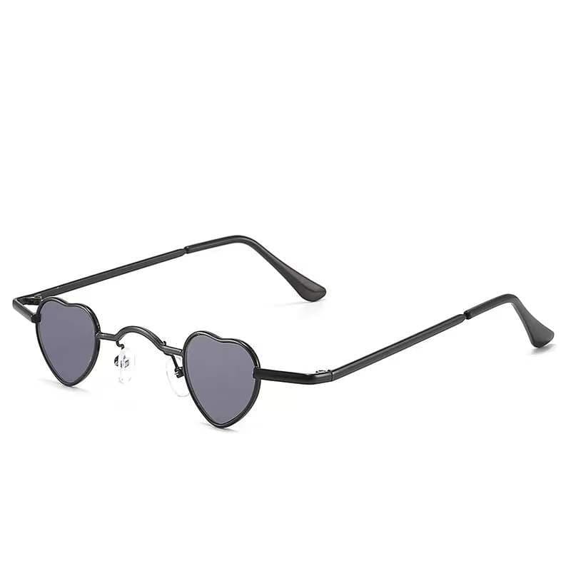 Retro Heart Shaped Sunglasses Women Men Metal Frame Hip Hop Punk Eyeglasses Fashion Ins Popular Ultra-small Heart-Shaped Eyewear black