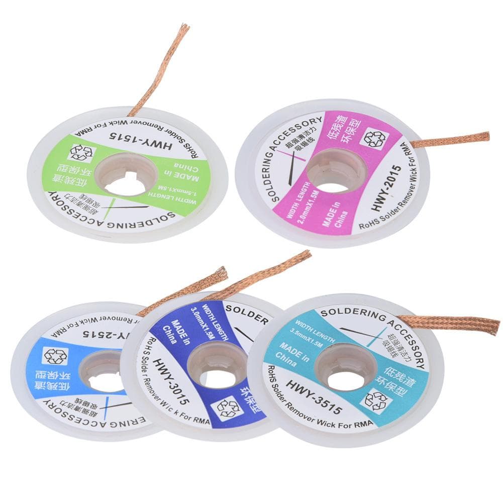 5Pcs Soldering Wick Desoldering Wire Braid Solder Remover Sucker 1.5m