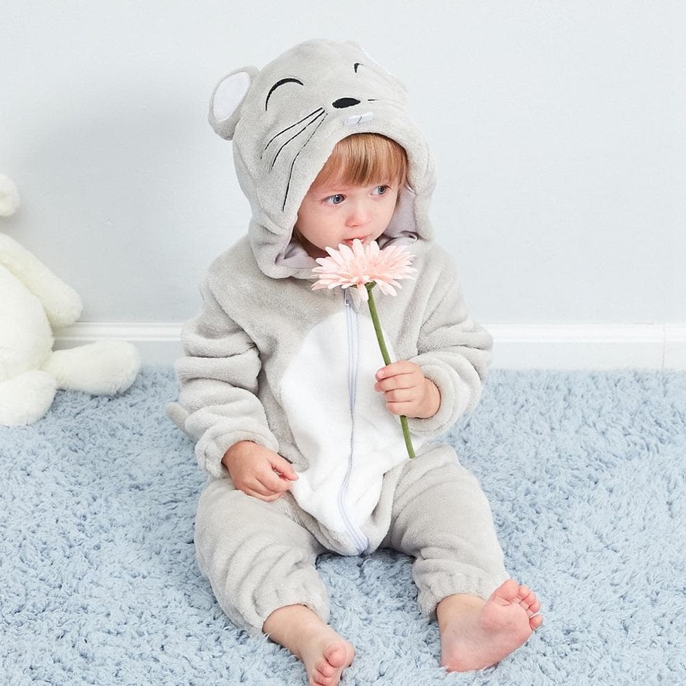 Baby Cartoon Romper Newborn Hooded Infant Clothing Boys Girls Pajamas Animal Onesie Jumpsuit Panda Costumes Flannel Baby Rompers 18-24m