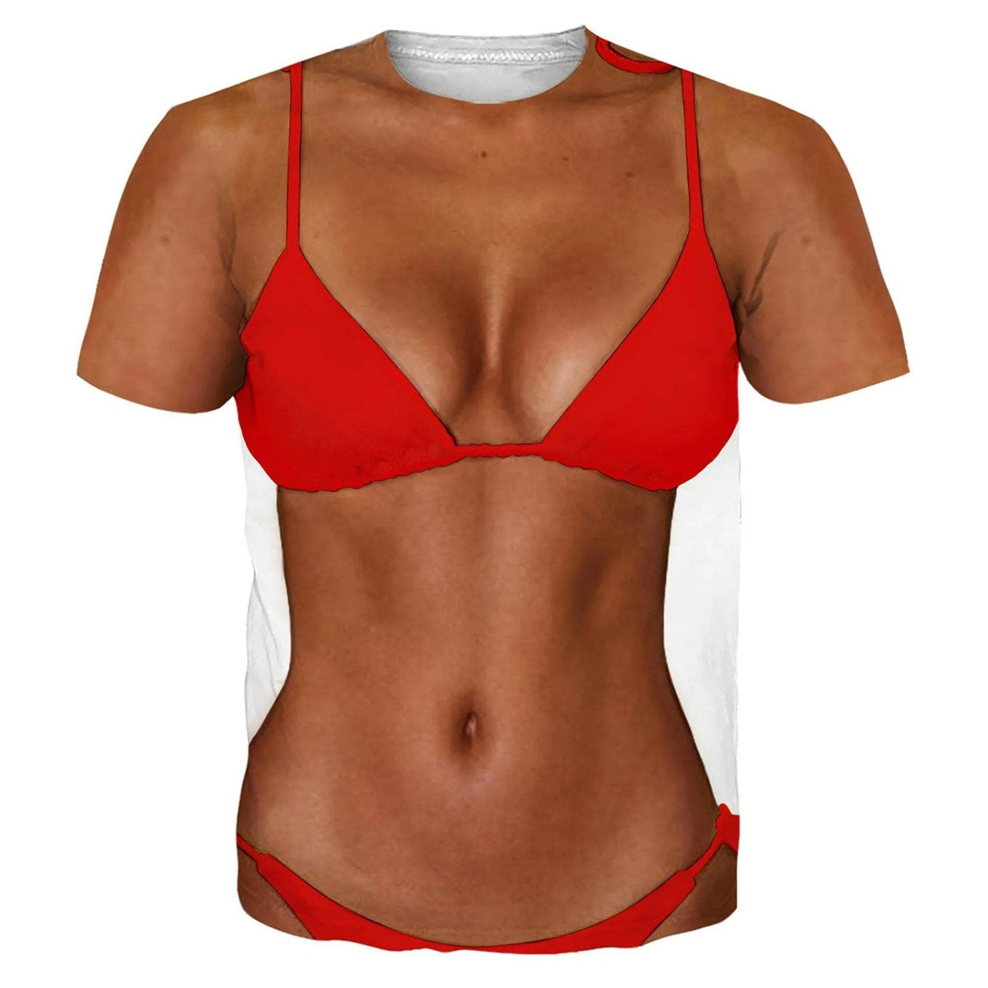 Summer Beach Creative Must-have Outfit Top Tee Personalized Realistic Bikini Pattern T-shirt L