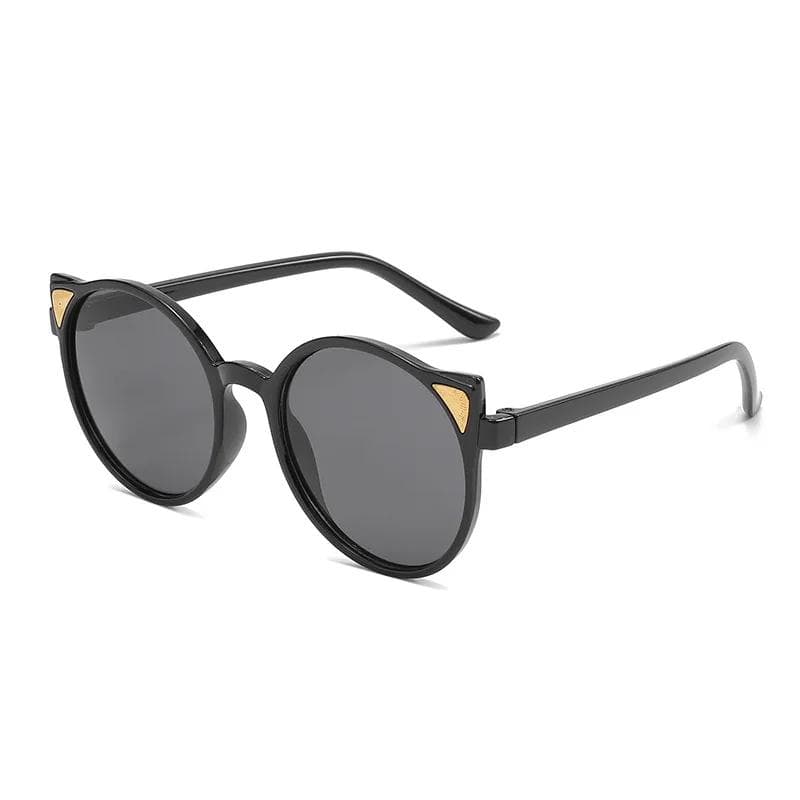 Cute Cat Ear Sunglasses for Boys Girls UV Proof Vintage Round Frame Lightweight Baby Eyewear Outdoor Travel Accessories as picture