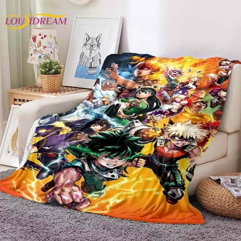 My Hero Academia Blanket Anime Blankets Midoriya Izuku Blankets Bed Sofa Lazy Soft Blanket Boys Girls Kids Gift Flannel Blankets 100x150cm