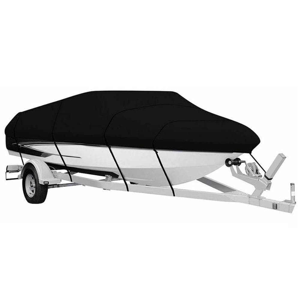Boat Cover 11-22ft Outdoor V-Shaped Yacht Dust Cover Rainproof Boat Cover Sunscreen Taffeta 190T 700x254 black