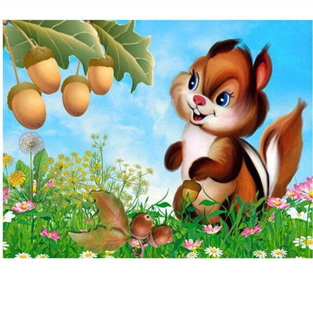 Full Round Drill 5D DIY Diamond Painting Cartoon Squirrel 3D Cross Stitch Wall 5D Home Decor 20X30CM