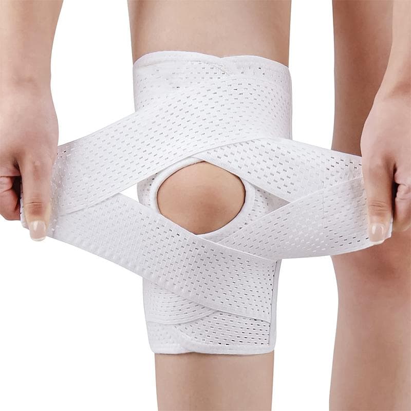 Reinforced Compression Knee Pads with Side Stabilizers Breathable Adjustable Knee Pads for Knee Pain Arthritis Injury Recovery LXY M white