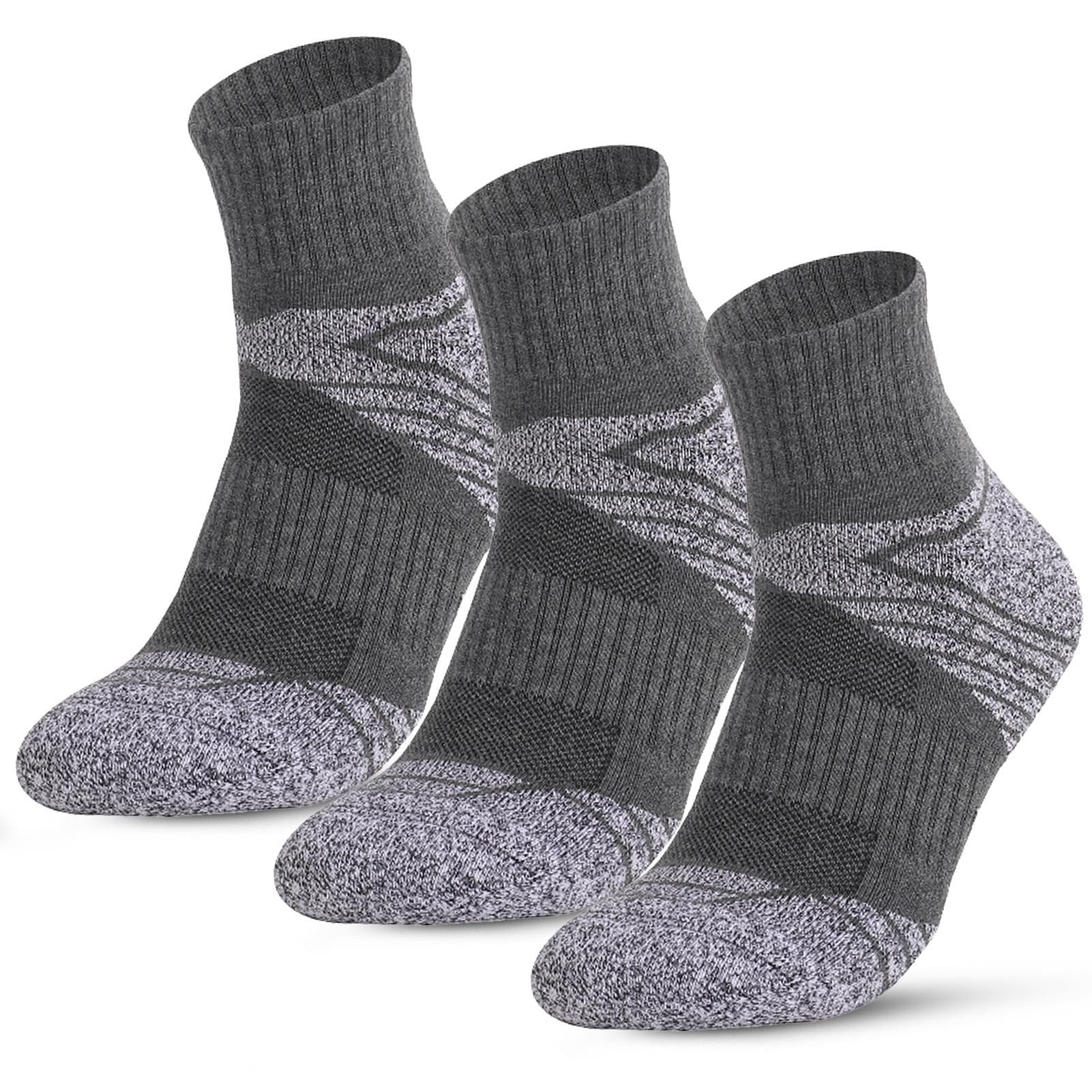 Men 3 Pairs Athletic Cotton Socks Outdoor Sports Casual Crew Socks for Hiking Trekking Walking L dark gray