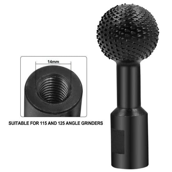 Ball Chisel Angle Grinder Spherical Grinding Head Grinding and Making Spoons and Digging File Heads for Carpenter Black 14mm