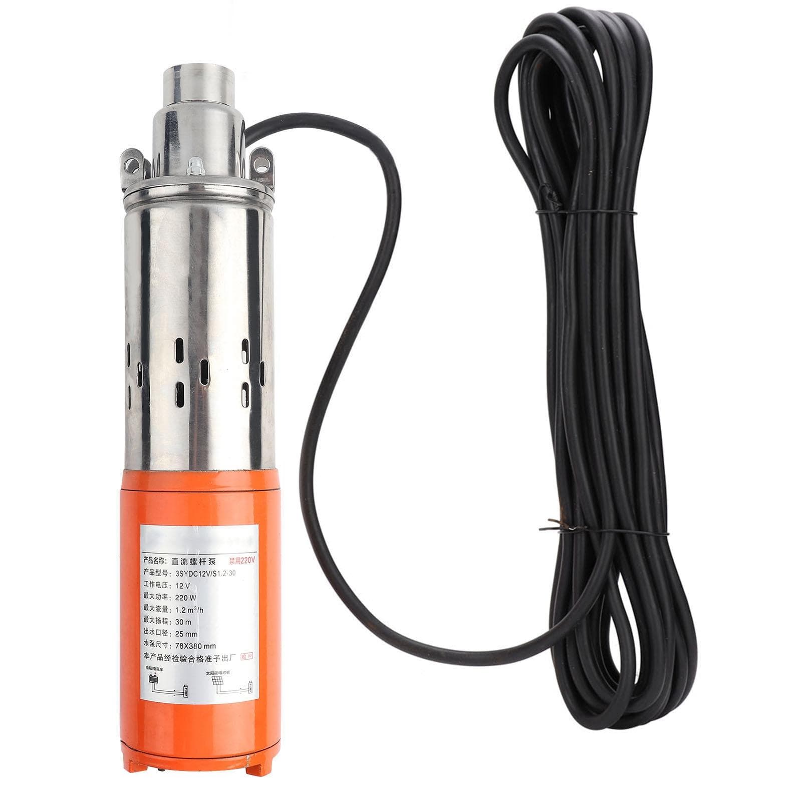 1 12V1.2m30m DC Screw Pump High Lift Stainless Cast Steel Submersible Water Pump
