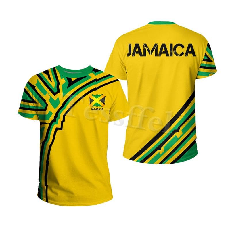 Tessffel Jamaica Lion Emblem Summer Fashion 3D Print Tops Tee Tshirt Men Women Short Sleeve T shirt Streetwear Style-4 L