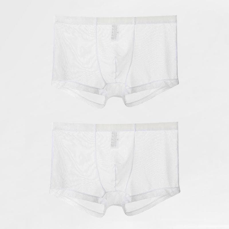 Fully Transparent Men'S Sexy Boxer Panties, Thin Ice Silk Mesh Large Size Four-Corner Ice Silk Printed Boxers 3XL