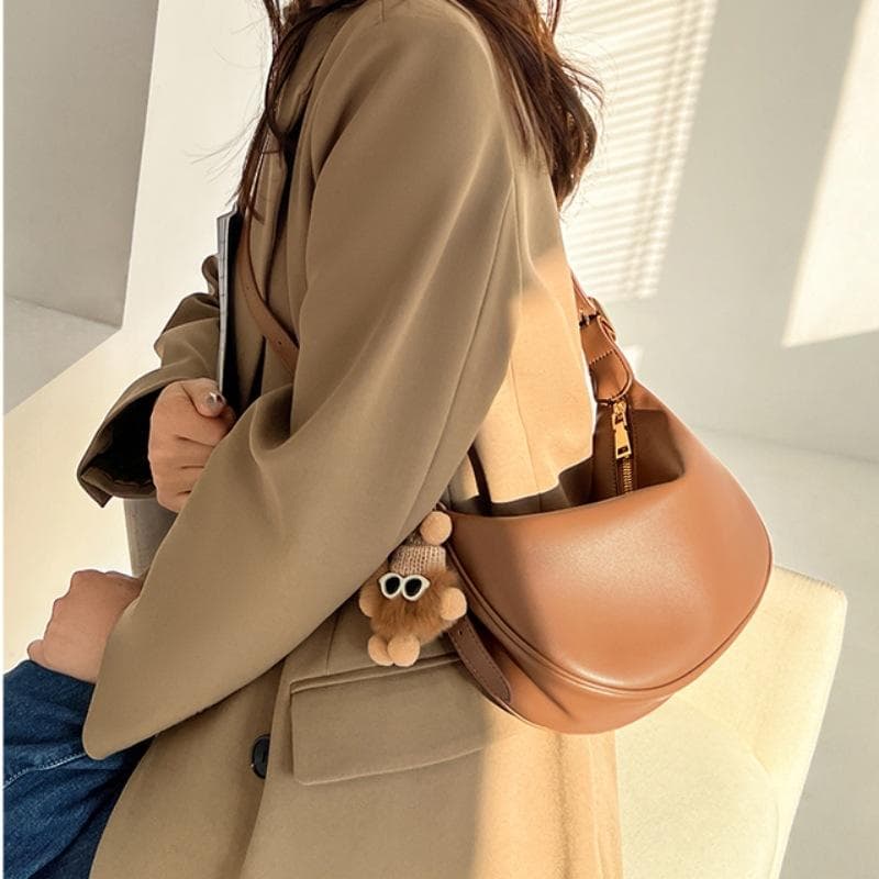 Top-layer Leather, High-end Aesthetic, Meirade-style, Women's Single-shoulder Bag, Spring and Summer Cross-shoulder Dumpling Bag
