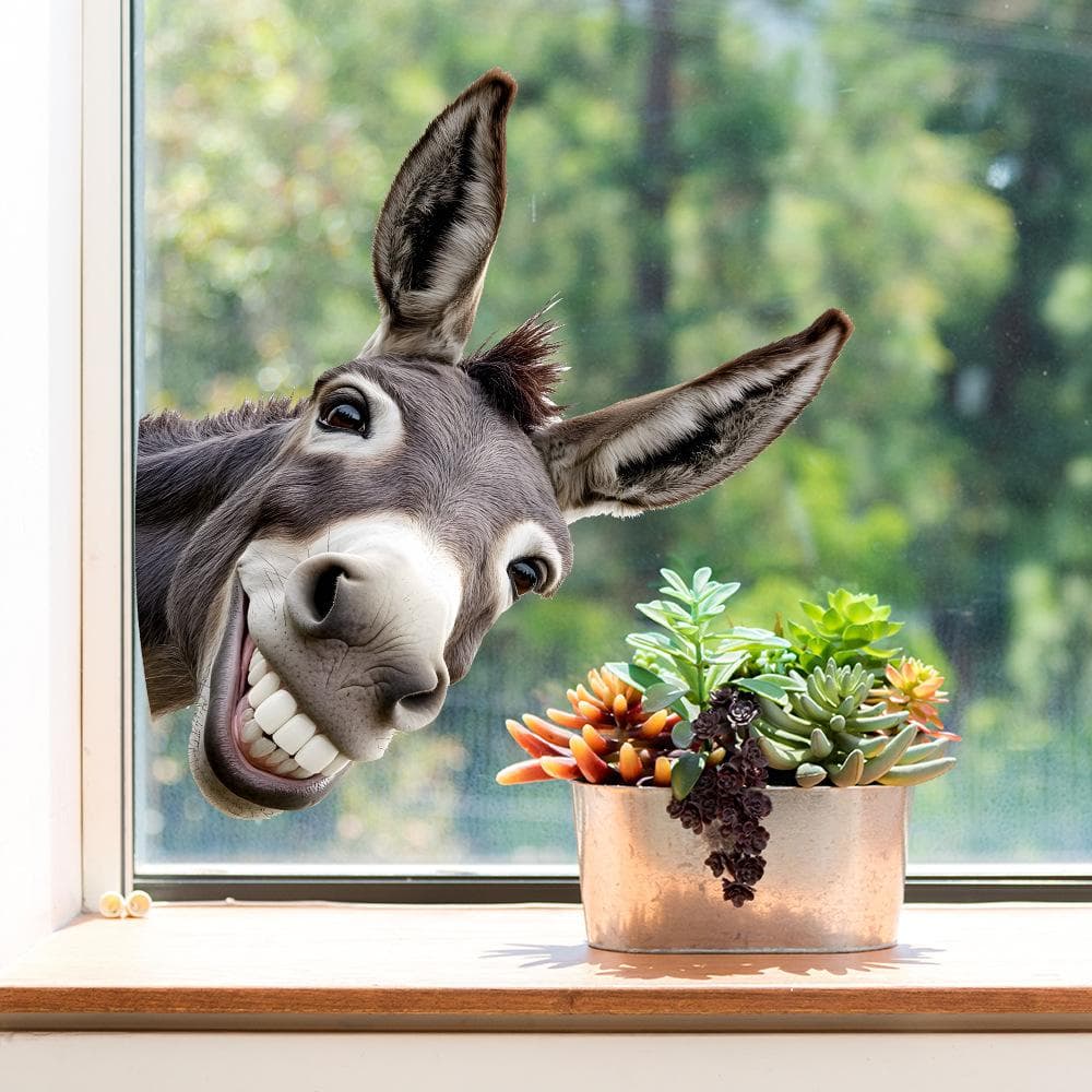 Personalised Quirky Donkey Head Balcony Glass Window Home Beautification Decoration Window Stickers 29*33cm/fun-f705