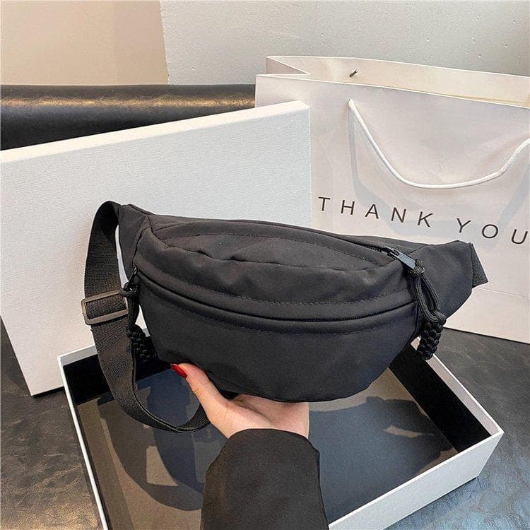 Chest Bag Banana bag for Women Sling Crossbody Waist Pack Canvas Running Waist Bag Casual Fanny Packs Sport Half Moon Belt Bag One Size black