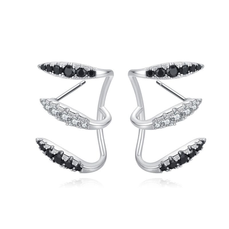 Black Awn Black Design Clip on Earrings Stud Ear