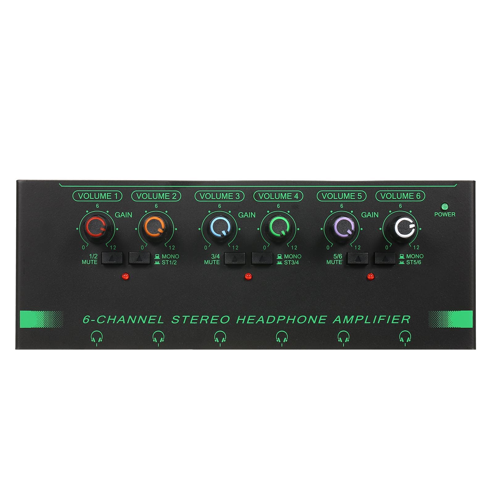 6-Channel Stereo Headphone Amplifier Compact 6 Channels Mini Audio Stereo Headphone Amp with 6-channel