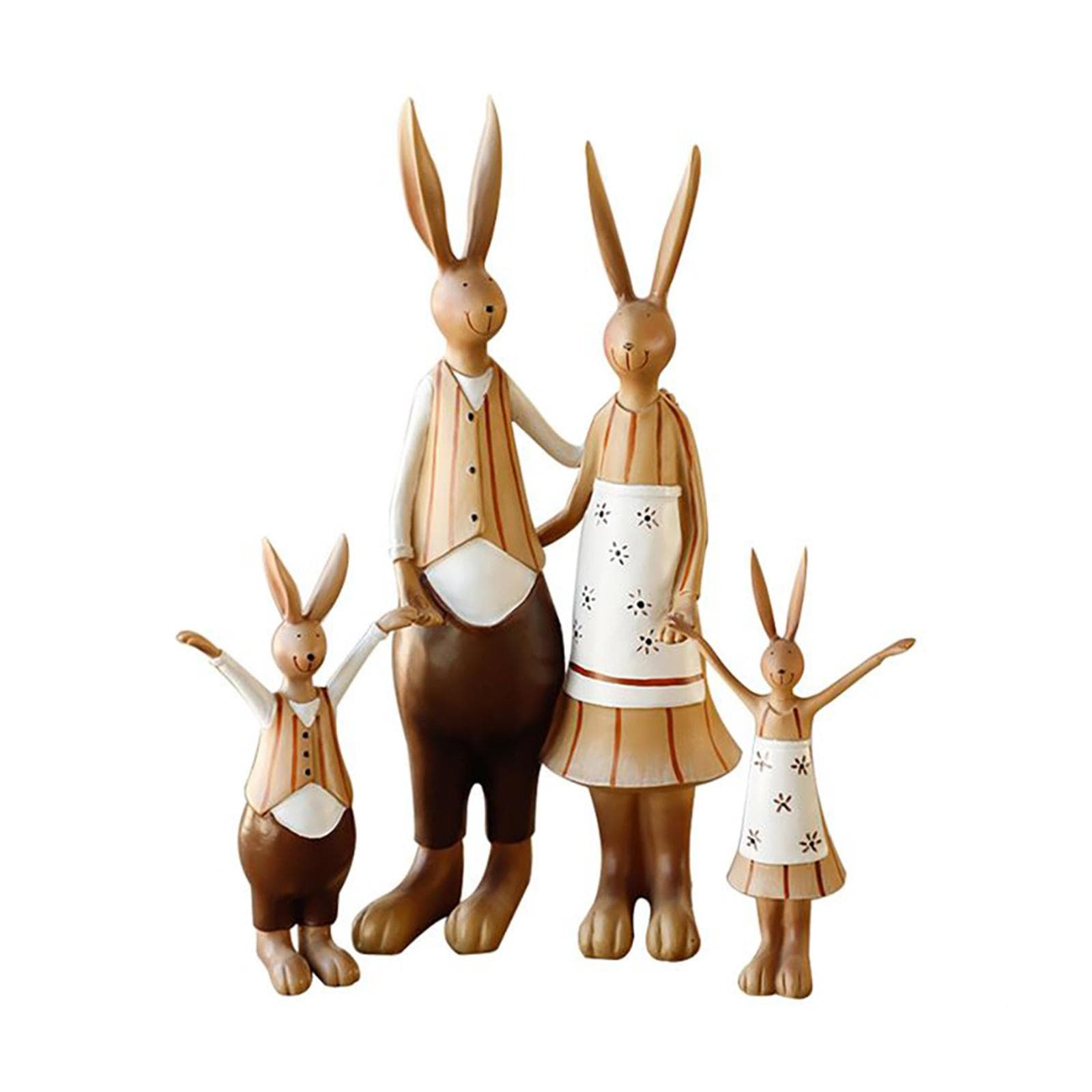 Rabbit Statue Resin Coating Cute Vintage Look Vivid Clear Texture Garden Bunny Ornament Decoration