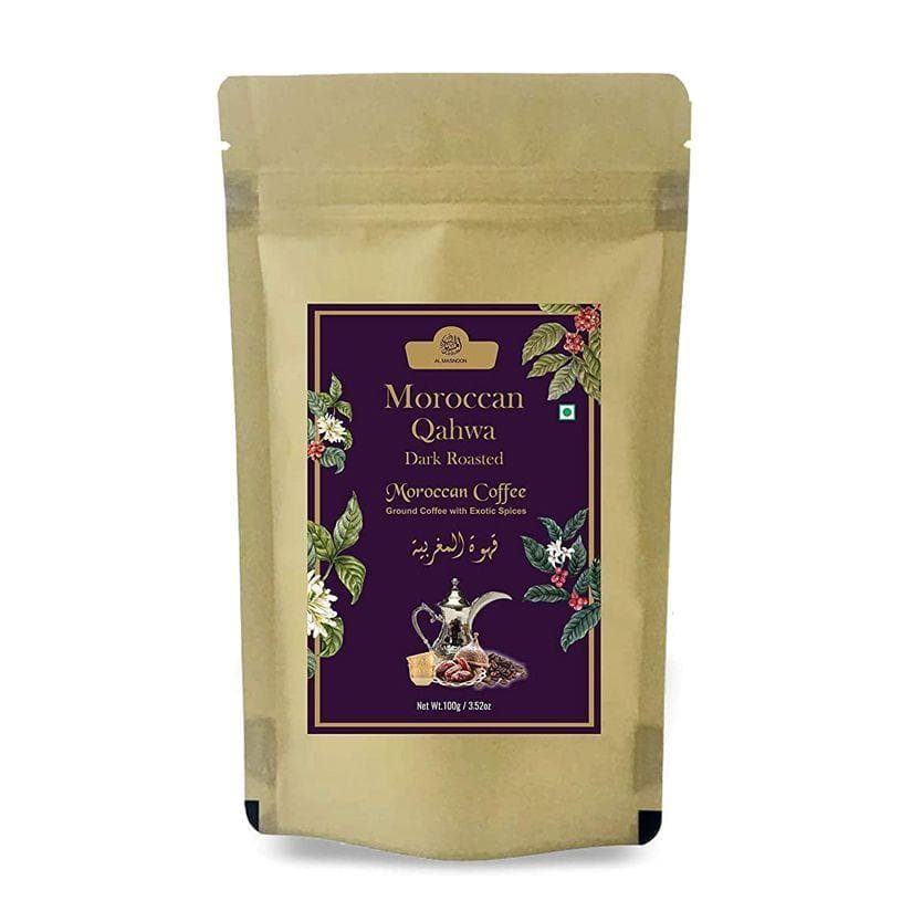Moroccan dark roast coffee with spices (100 g), Moroccan Qahwa Dark Roasted, AL MASNOON