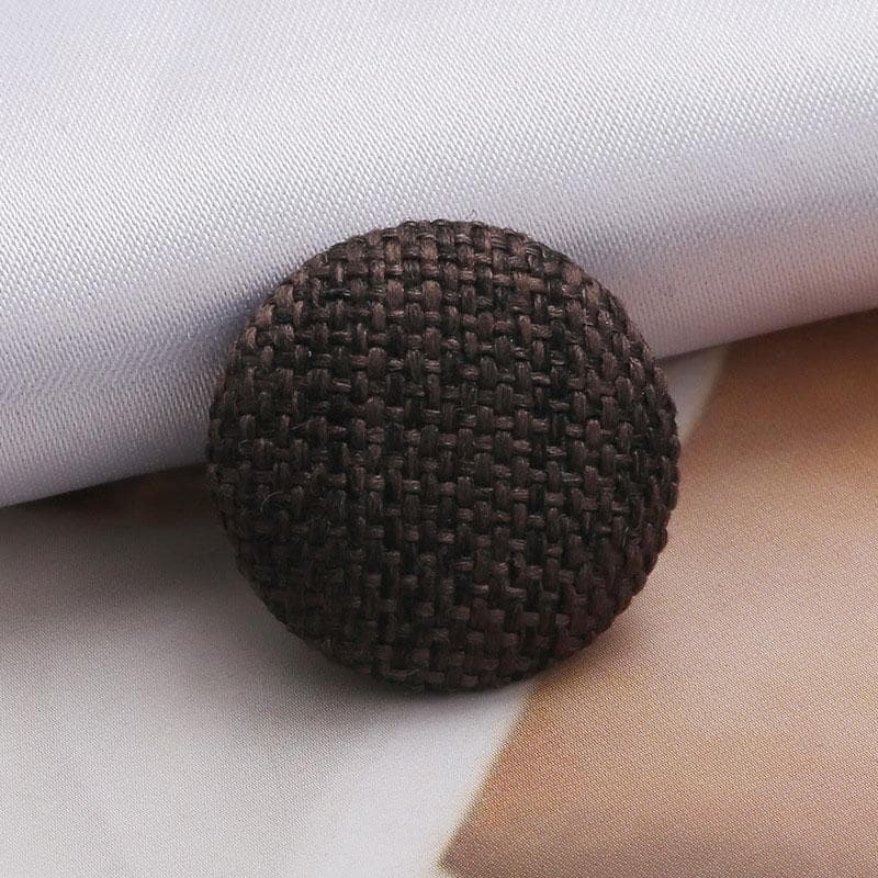 10Pcs Dress Shirt Round Clothing Diy Metal Buttons Cloth Buttons Fabric Covered Linen Shank Buttons 25MM dark coffee