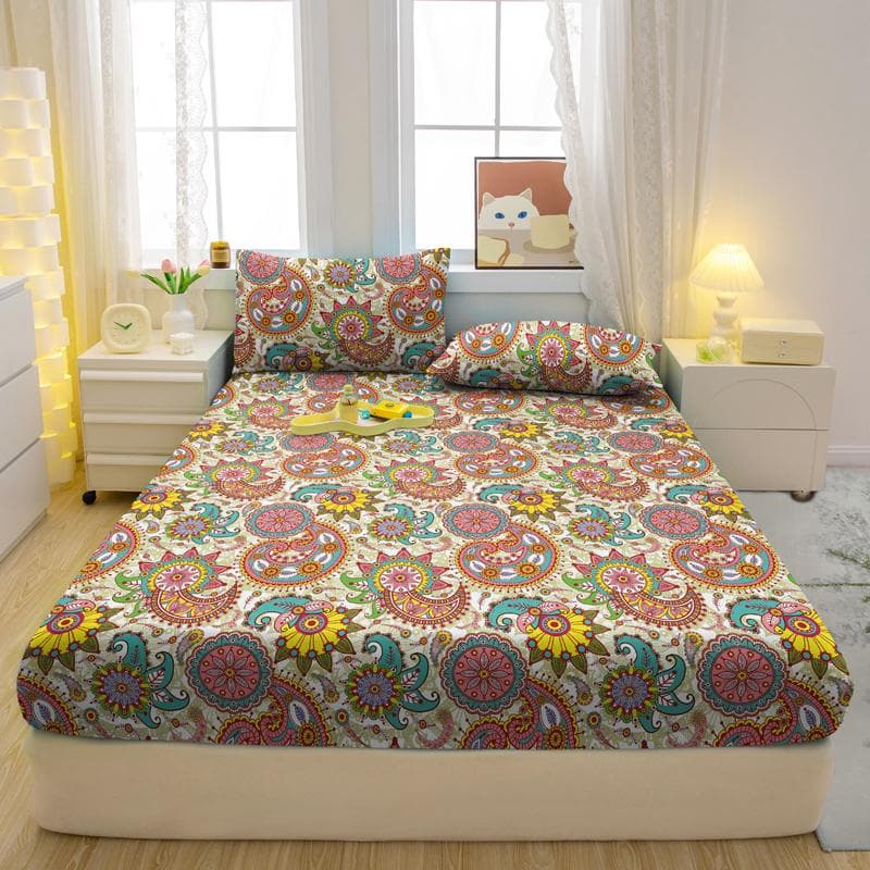 3-Piece Simple Modern Bohemia Pattern Matte Three Piece Fitted Sheet Set, Bedroom Printed Bed Cover Set, Bedding 90x200cm