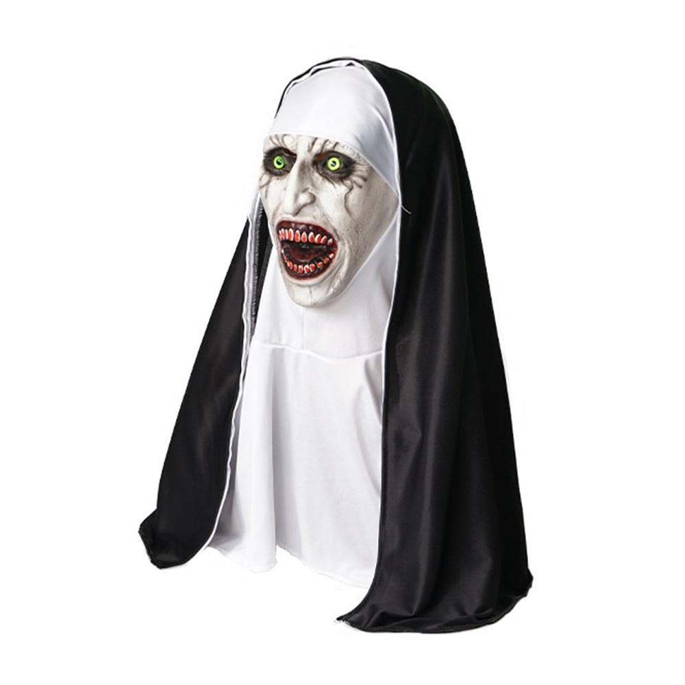 The Nun Mask Halloween Scary Nun Mask with Headscarf for Halloween Party Props