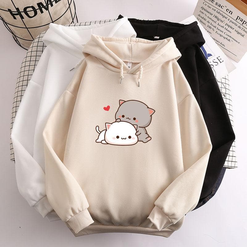 Women's Long Sleeves Women Long Sleeves Kawaii Girl Anime Sweatshirt Fleece Harajuku Oversized Casual Pullover Cute Valentine's Day Gift XL