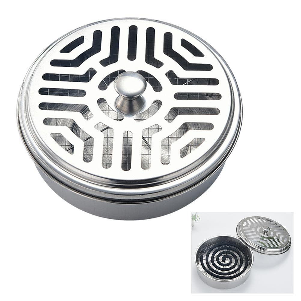 Round Mosquito Coil Holder Stainless Steel Mosquito Coil Disk Portable Mosquito Coil Tray with silver