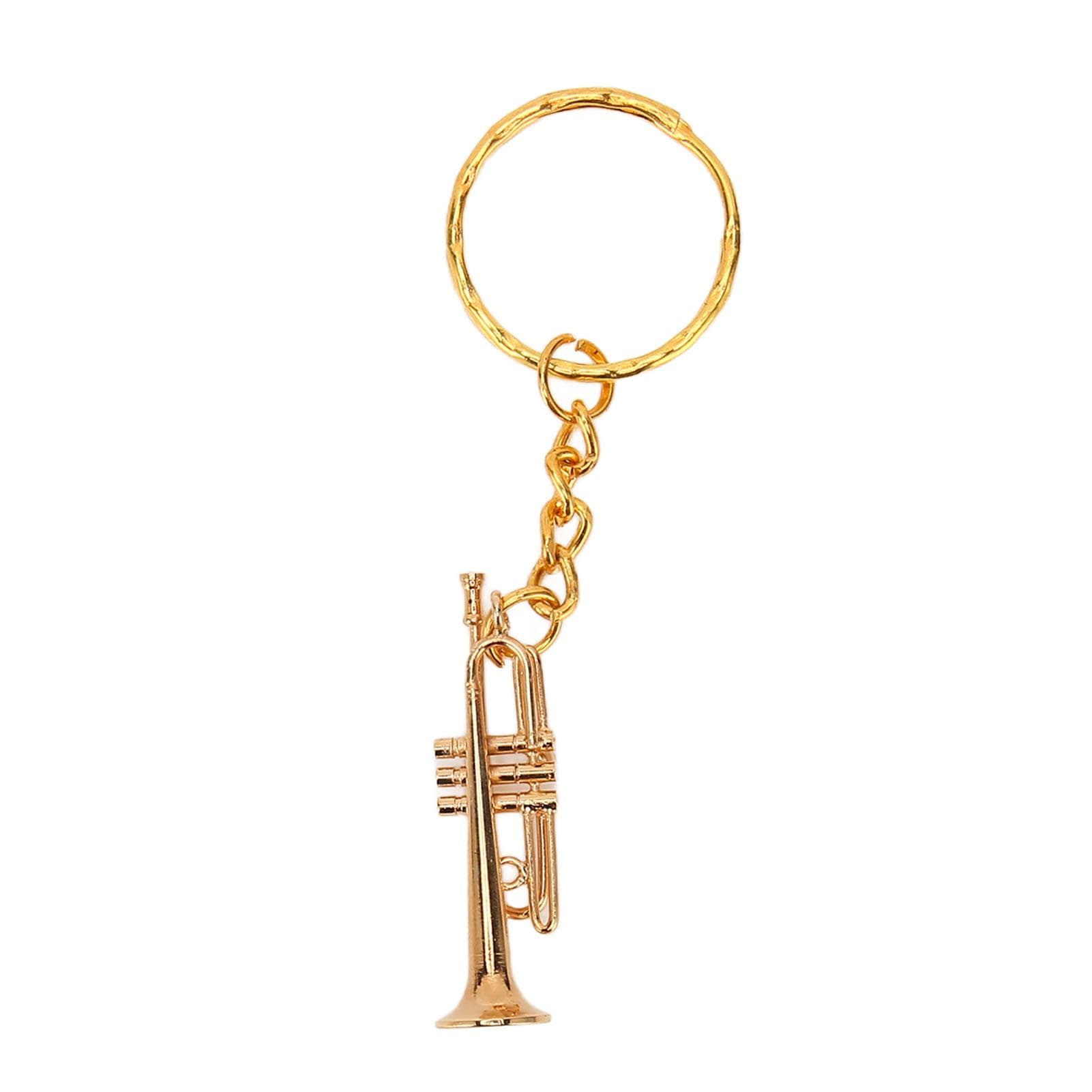 Trumpet Key Chain Pendant Metal Brass Fashionable Stylish Musical Instruments Keychain Key Ring for