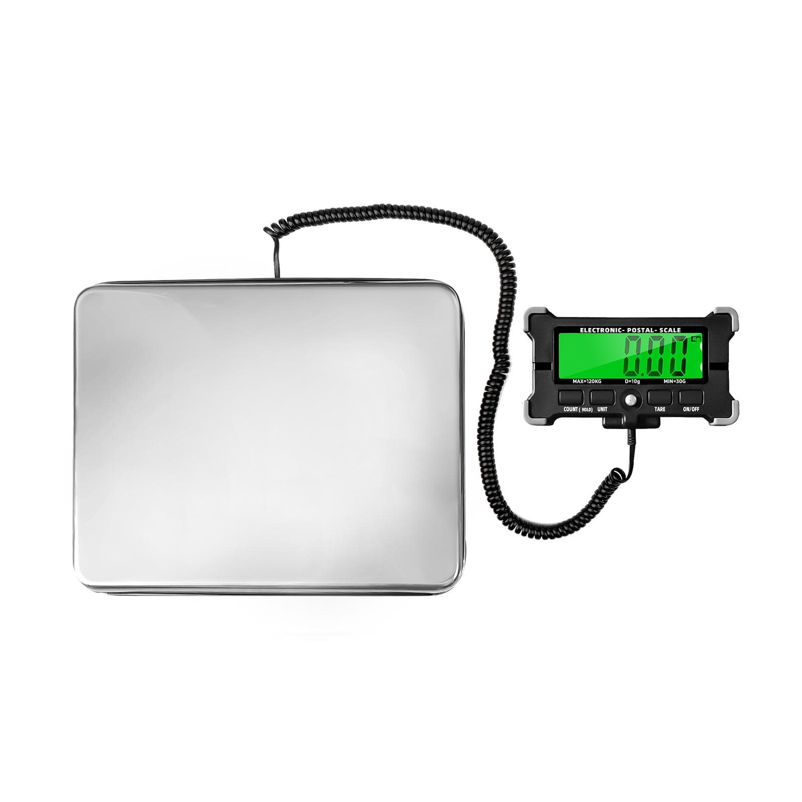 440 Lbs Electronic Postal Scale 0.05kg Precision Integrated Stainless Steel Digital Scale with LCD 120kg black/silver
