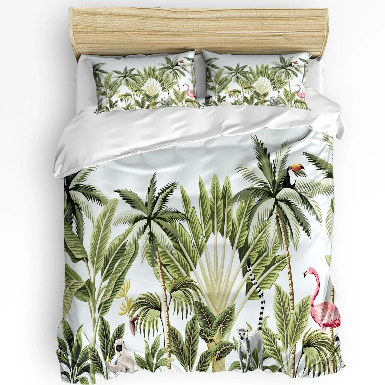 Nordic Style Pink Flamingo Duvet Cover Bed Bedding Set Home Textile Quilt Cover Pillowcases Bedroom Double Bedding Set No Sheet EU single(135x200cm)