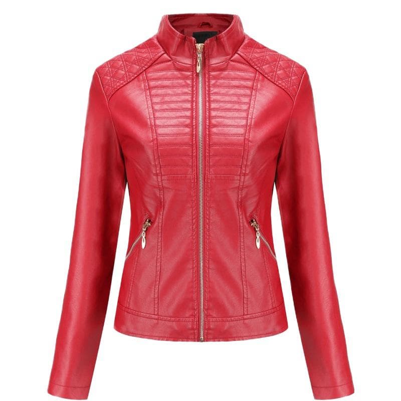 PU Women's Leather Jacket Women's Leather Jacket Casual Spring and Autumn Coat XXL