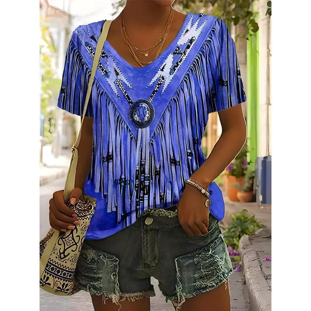 Women's T-shirt with Western cowboy design M