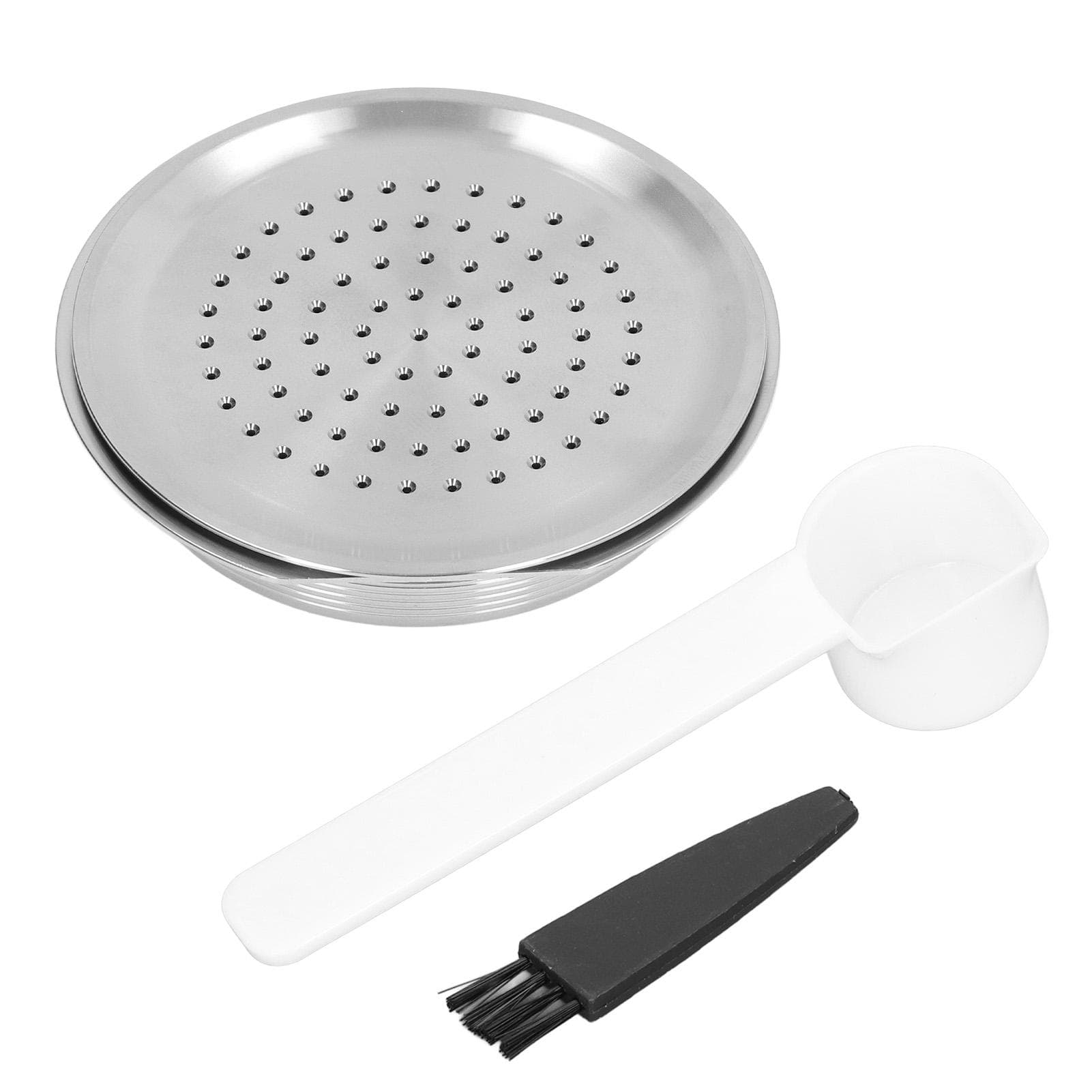 Refillable Coffee Pod Reusable Coffee Powder Capsule Stainless Steel with Brush Spoon for Senseo L