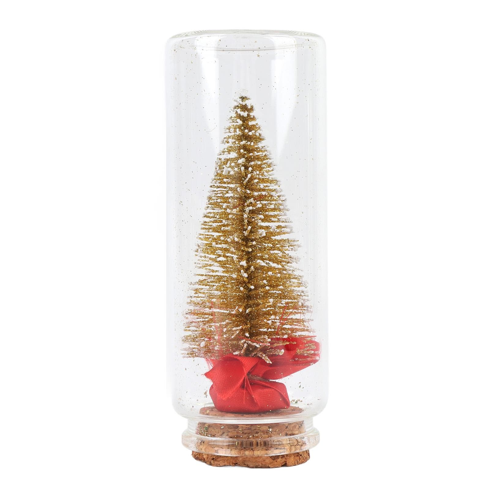 Tabletop Decorative Xmas Tree Portable Desktop Miniature Holiday Xmas Tree Decor with Red Ribbon