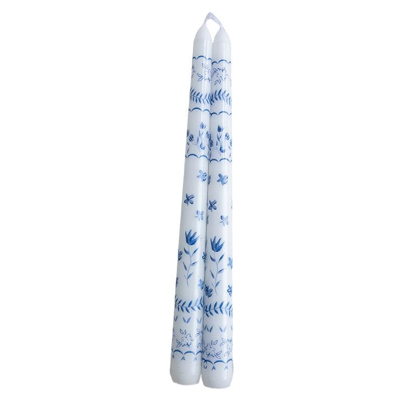 2PC/Set Printed Long Rod Candles Dinners Single-Wick Chinese Blue And White Porcelain Long Candle Party Candlelight Home 25cm