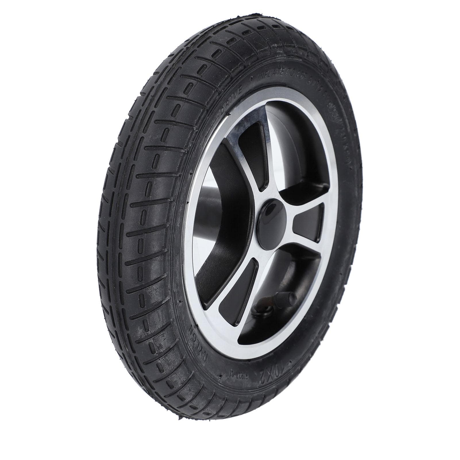 10 Inch Wheelchair Wheel Alloy Hub Rubber Tire Strong Bearing Capacity Anti Slip Wheelchair Rear